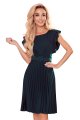 396-3 LAYLA Plisowana sukienka z paskiem - ZIELEŃ BUTELKOWA-7 10727