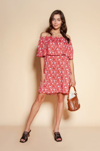 Krótka sukienka hiszpanka Czerwony wzór