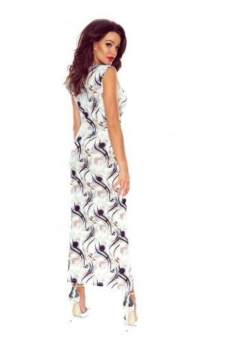 Sukienka z Kopertowym Dekoltem w Czarne Fale BE108-02