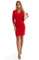 170-16 Koronkowa sukienka z długim rękawkiem i dekoltem - CZERWONA-6 10790