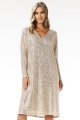Sukienka cekinowa A690 beige-2 10881  | 16147-Beige-LXL