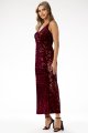 Welurowa sukienka maxi z cekinami A697 claret-2 10901  | 16154-Claret-L