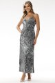 Welurowa sukienka maxi z cekinami A697 gray-2 10902  | 16154-Gray-L