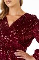 Sukienka cekinowa z kopertową górą A699 claret-5 10909  | 16156-Claret-L