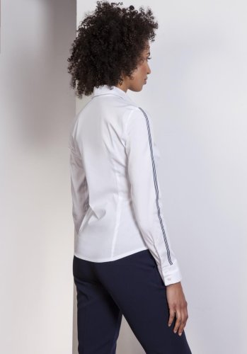 Klasyczna Koszula z Lampasami  Biała LK109