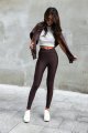 Czekoladowe elastyczne legginsy push-up Wish-8 11032  | 1305-34