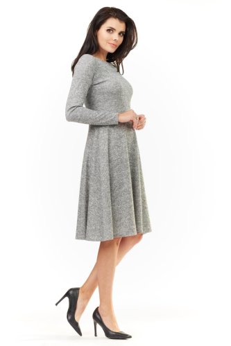 Sukienka z Długim Rękawem Szara AW210