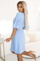 217-11 NEVA Trapezowa sukienka z wiązaniem na rękawkach - BŁĘKITNA-3 11127
