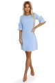 217-11 NEVA Trapezowa sukienka z wiązaniem na rękawkach - BŁĘKITNA-6 11127