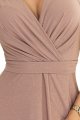 581-4 JENNIFER połyskująca długa suknia z rękawkiem i dekoltem - MOCHA MOUSSE Z BROKATEM-6 11170