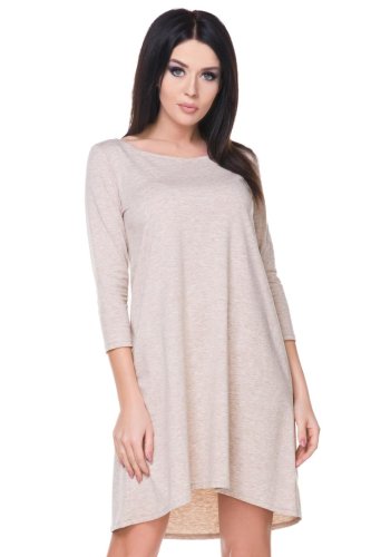 Asymetryczna Sukienka Beżowa TE162 