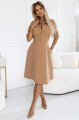 286-8 SANDY Koszulowa rozkloszowana sukienka z paskiem - MOCHA MOUSSE-2 11204