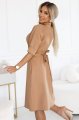 286-8 SANDY Koszulowa rozkloszowana sukienka z paskiem - MOCHA MOUSSE-3 11204