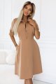 286-8 SANDY Koszulowa rozkloszowana sukienka z paskiem - MOCHA MOUSSE-4 11204