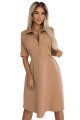 286-8 SANDY Koszulowa rozkloszowana sukienka z paskiem - MOCHA MOUSSE-6 11204