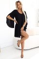 597-1 LIVIA Elegancka trapezowa sukienka z rękawami typu motyl - czarna z brokatem-2 11223