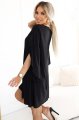 597-1 LIVIA Elegancka trapezowa sukienka z rękawami typu motyl - czarna z brokatem-3 11223