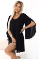 597-1 LIVIA Elegancka trapezowa sukienka z rękawami typu motyl - czarna z brokatem-4 11223
