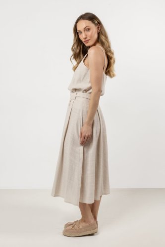 Bawełniany top na ramiączkach Beżowy