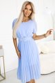 465-4 MIA Plisowana szyfonowa sukienka midi z szerokim paskiem - BŁĘKITNA-1 11317