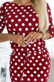 13-164 Sukienka sportowa z wiązaniem i kieszeniami - bordowa w groszki - produkcja polska-5 11333