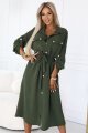 531-5 Szmizjerka midi ze złotymi guzikami i wiązaniem - KHAKI-4 11335