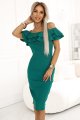 599-2 CARMEN Dopasowana sukienka midi w stylu hiszpańskim - ZIELONA-1 11365