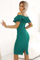 599-2 CARMEN Dopasowana sukienka midi w stylu hiszpańskim - ZIELONA-3 11365