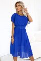465-6 MIA Plisowana szyfonowa sukienka midi z szerokim paskiem - CHABROWA-1 11410 
