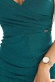610-2 Olśniewająca brokatowa sukienka ołówkowa z kopertowym dekoltem i ramiączkami – zielona-5 11421 