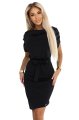240-8 ROXI sukienka z asymetryczną spódnicą i paskiem - CZARNA-7 11454 