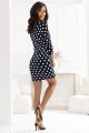 13-167 Sukienka sportowa z wiązaniem i kieszonkami - granat w białe grochy-2 11459 