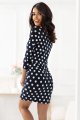 13-167 Sukienka sportowa z wiązaniem i kieszonkami - granat w białe grochy-5 11459 