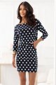 13-167 Sukienka sportowa z wiązaniem i kieszonkami - granat w białe grochy-10 11459 