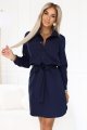 284-4 CAMILLE Koszulowa sukienka szmizjerka z kieszeniami i wiązaniem - granatowa-4 11501 