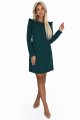 264-2 NELL Elegancka trapezowa sukienka z falbankami na ramionach - zieleń butelkowa-7 11503 