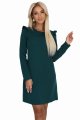 264-2 NELL Elegancka trapezowa sukienka z falbankami na ramionach - zieleń butelkowa-8 11503 