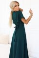 581-8 JENNIFER długa suknia z rozcięciem na nogę, rękawkiem i dekoltem - zieleń butelkowa-4 11507 