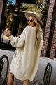 628-1 Modny kardigan oversize z ozdobną broszką i praktycznymi kieszeniami - beżowy-6 11528 