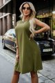 296-14 VICTORIA Trapezowa sukienka bez rękawków z wiązaniem w pasie - khaki-7 11539 
