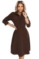 286-9 SANDY Koszulowa rozkloszowana sukienka z paskiem - czekoladowa-6 11552 