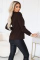 140-29 Biznesowa bluzka z długim rękawkiem i wiązaniem z przodu - czekoladowa-6 11557 