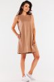 Sukienka M296 beige-2 11572  | 16718-Beige-LXL