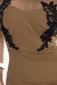 617-1 Długa suknia syrenka z czarną koronką i siateczką - MOCHA MOUSSE-8 11659 