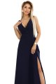634-1 MIRA elegancka sukienka maxi z kopertowym dekoltem i rozcięciem na nodze - granatowa-7 11660 