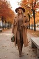 619-1 Wygodny i elegancki prążkowany kombinezon damski z dekoltem - mocha mousse-14 11663 