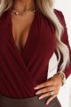 375-9 Stylowe kobiece BODY z kopertowym dekoltem - bordowe-6 11705 
