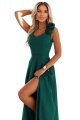 643-1 Elegancka wieczorowa suknia maxi z rozcięciem i różami - butelkowa zieleń-8 11736 