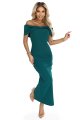 644-1 Zmysłowa sukienka midi hiszpanka z kokardą na dekolcie - butelkowa zieleń-9 11738 