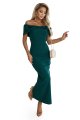 644-1 Zmysłowa sukienka midi hiszpanka z kokardą na dekolcie - butelkowa zieleń-11 11738 